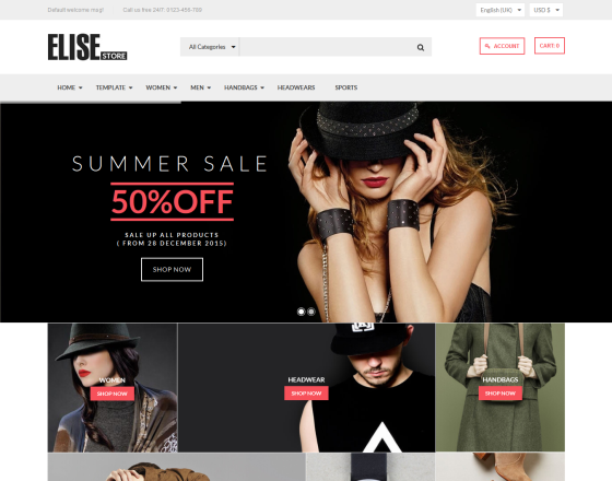 Vina Elise - Advanced Fashion VirtueMart Template