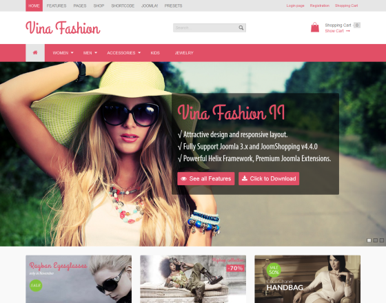 Vina Fashion II - Responsive JShopping & Joomla 3.x Template