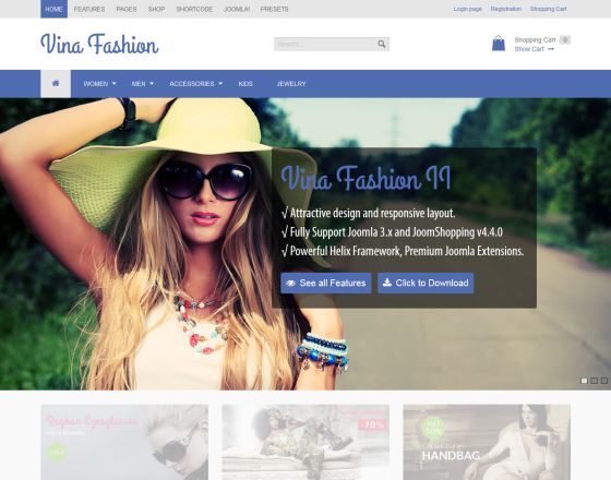 Vina Fashion II - Responsive JShopping & Joomla 3.x Template