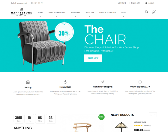 HappyStore - Furniture & Interior Joomla Template