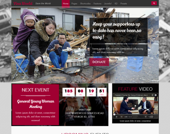 Vina World II - Free Charity & Nonprofit Joomla Template