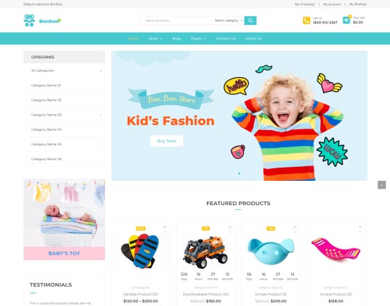 Bonbon - Baby Shop, Kids Store WooCommerce Theme