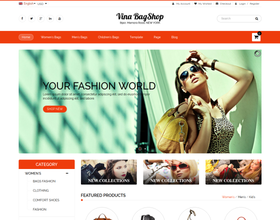 Vina BagShop - Responsive Handbags Store Joomla Template