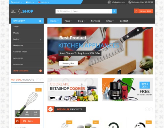 Vina BetaShop - Kitchen Appliances VirtueMart Template