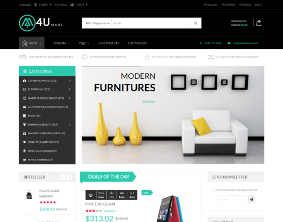 Vina M4U - Multipurpose Joomla & VirtueMart Template