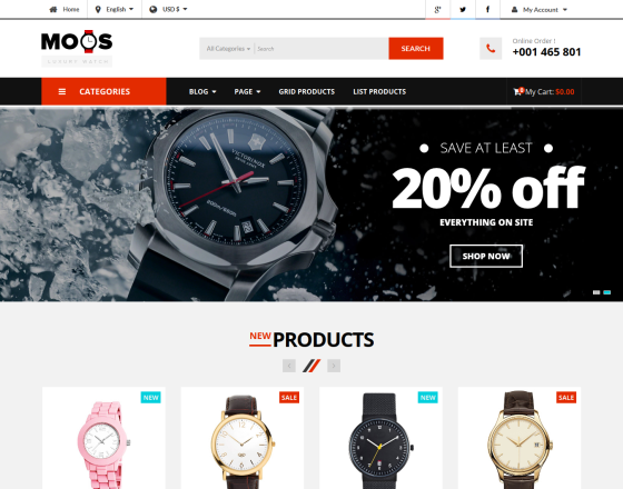 Vina Moos - Joomla Template for Watches Store