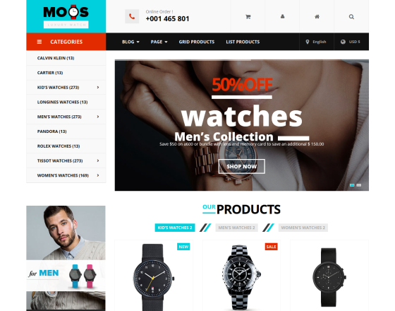 Vina Moos - Joomla Template for Watches Store