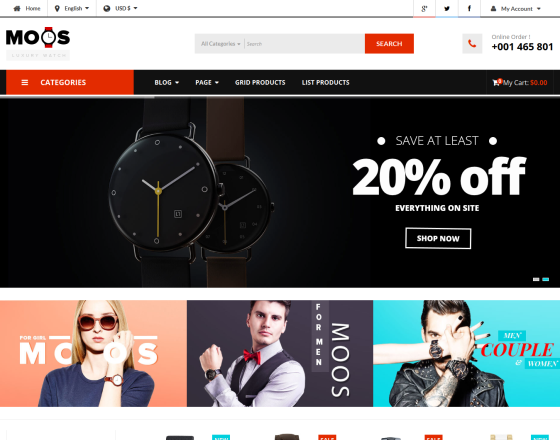 Vina Moos - Joomla Template for Watches Store