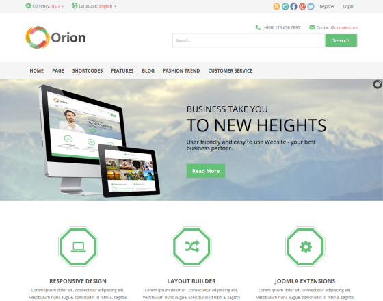 Vina Orion - Businesses & e-Commerce Joomla Template