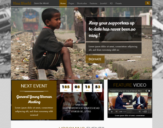 Vina World II - Free Charity & Nonprofit Joomla Template